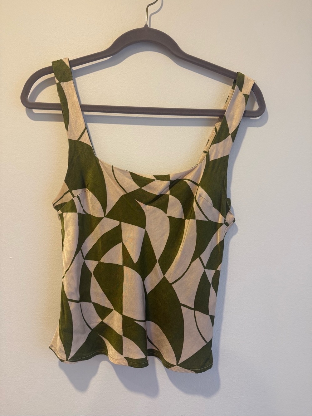 Topshop Green & Cream Geometric Camisole
